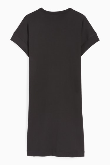 Damen - Basic-T-Shirt-Kleid - schwarz