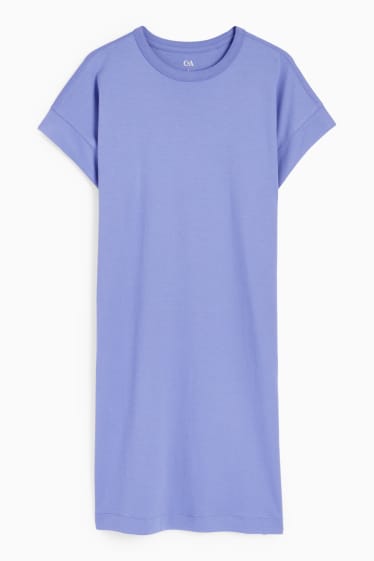Damen - Basic-T-Shirt-Kleid - violett