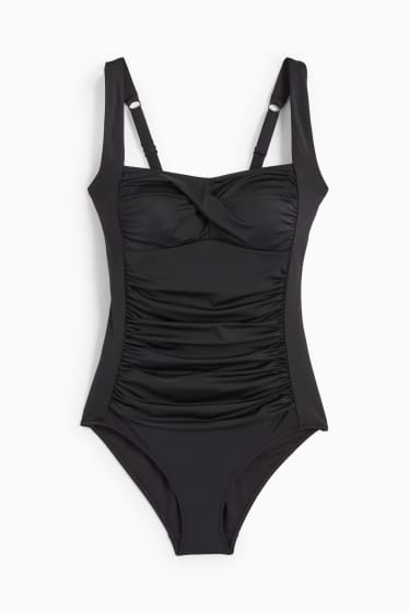 Damen - Badeanzug mit Raffungen - wattiert - LYCRA® XTRA LIFE™ - schwarz