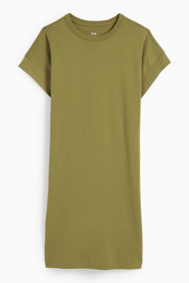 Dames - Basic T-shirtjurk - groen