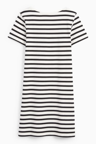 Women - Basic T-shirt dress - striped - white