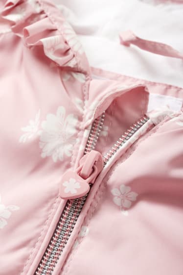 Neonati - Giacca con cappuccio neonati - foderata - impermeabile - rosa