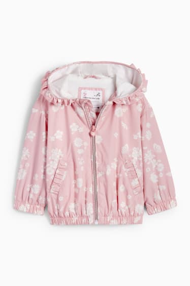 Babies - Baby jacket with hood - lined - water-repellent - rose