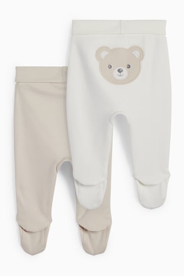 Bébés - Lot de 2 - oursons - pantalons de nouveau-né - beige clair