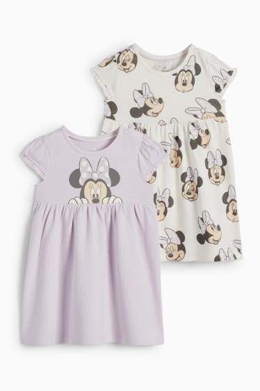 Bébés - Lot de 2 - Minnie Mouse - robes pour bébé - blanc crème