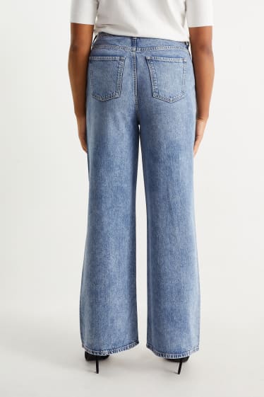 Dames - Wide leg jeans - high waist - jeansblauw