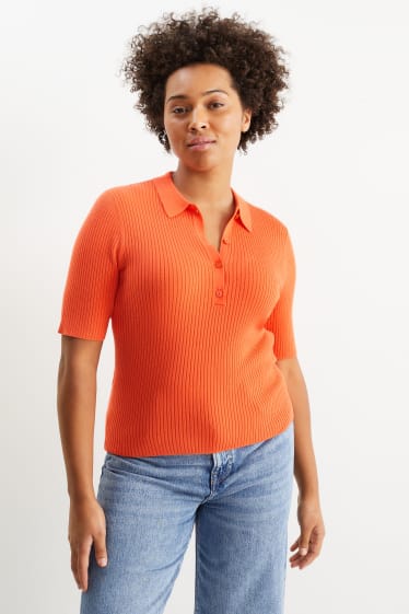 Women - Basic jumper - orange