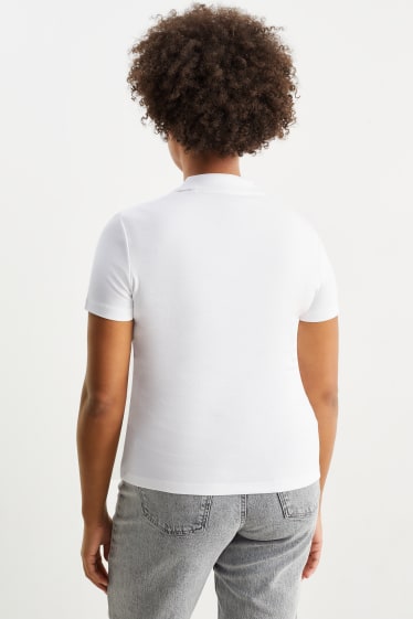 Damen - Basic-Poloshirt - weiss
