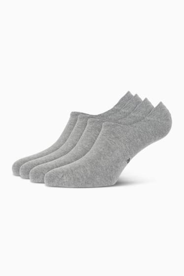 Pánské - Multipack 4 ks - nízké ponožky - LYCRA® - šedá-žíhaná