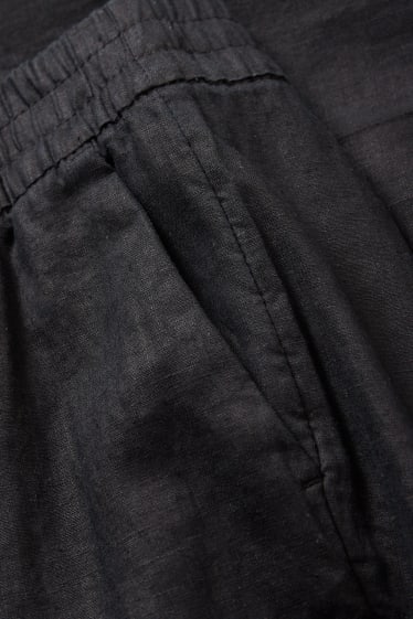 Donna - Pantaloni di lino - vita alta - straight fit - nero
