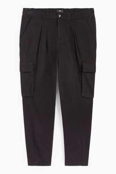 Women - Cargo trousers - mid-rise waist - straight fit - black