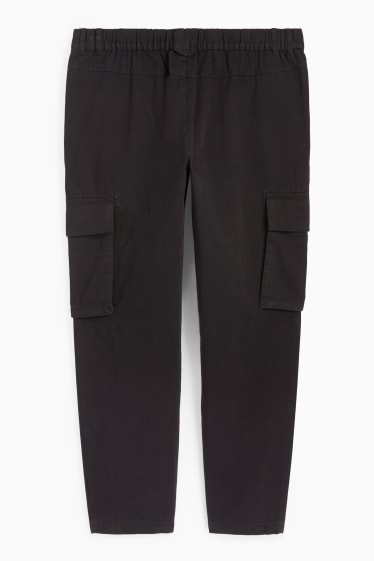 Women - Cargo trousers - mid-rise waist - straight fit - black