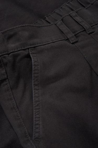 Dámské - Cargo kalhoty - mid waist - straight fit - černá