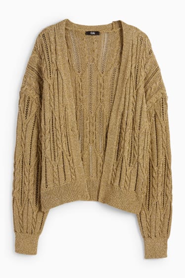 Women - Cardigan - cable knit pattern - khaki