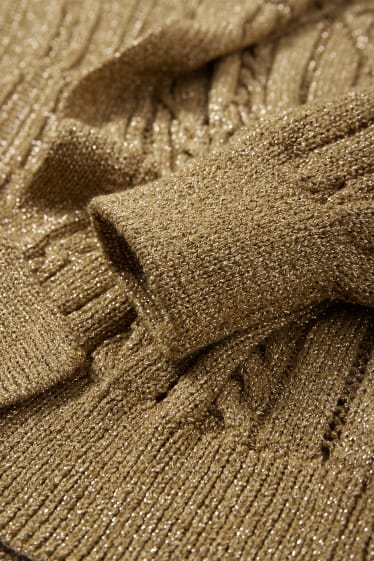 Women - Cardigan - cable knit pattern - khaki