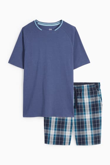 Home - Pijama curt - blau fosc