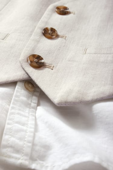 Kinderen - Palm - set - overhemd, gilet en strikje - 3-delig - licht beige