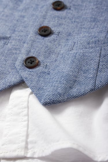Enfants - Palmiers - ensemble - chemise, gilet sans manches et nœud papillon - 3 pièces - bleu