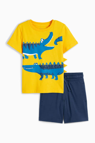Kinder - Krokodil - Set - Kurzarmshirt und Shorts - 2 teilig - gelb