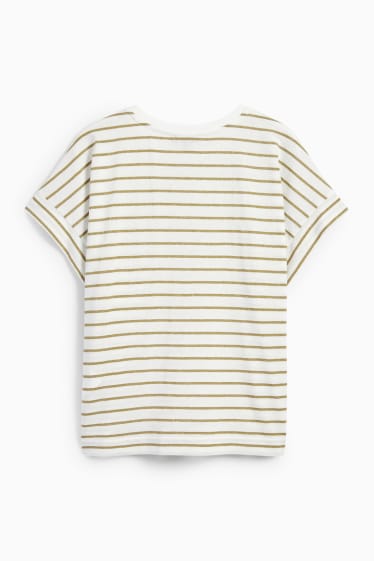 Women - T-shirt - striped - white / green