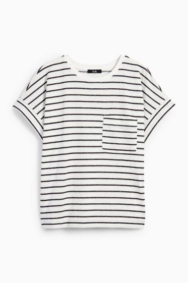 Women - T-shirt - striped - white / black