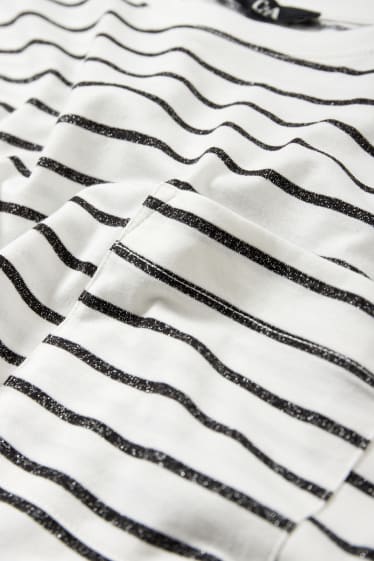 Dámské - Tričko - pruhované - bílá/černá