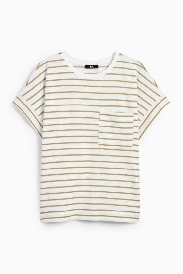 Donna - T-shirt - a righe - bianco / verde
