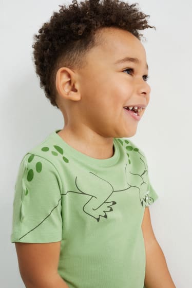 Dětské - Motiv krokodýla - souprava - tričko s krátkým rukávem a šortky - světle zelená