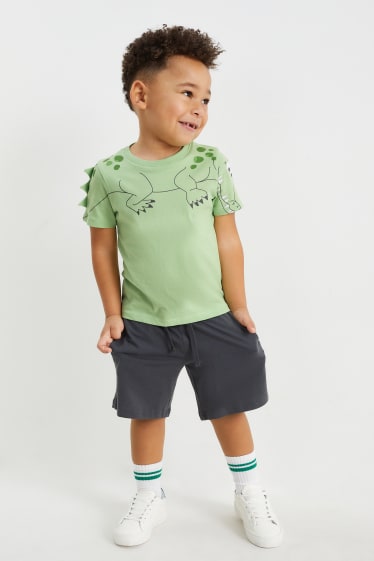 Kinder - Krokodil - Set - Kurzarmshirt und Shorts - hellgrün
