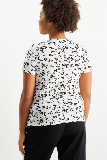 Mujer - Camiseta básica - de flores - blanco