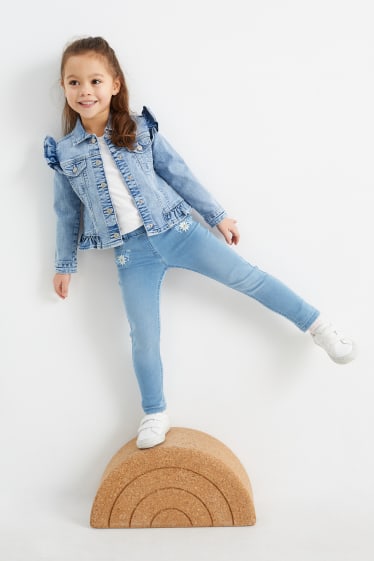 Dětské - Květinový motiv - jegging jeans - džíny - světle modré