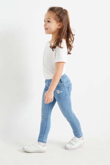 Bambini - Fiore - jegging jeans - jeans azzurro