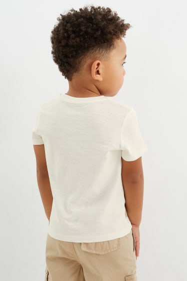 Dětské - Multipack 3 ks - motiv dinosaura - tričko s krátkým rukávem - krémově bílá