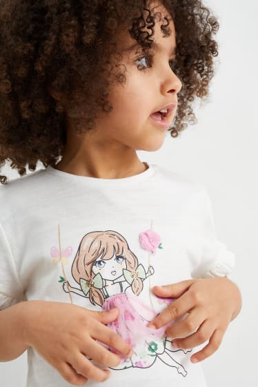 Dětské - Motiv houpačky - tričko s krátkým rukávem - krémově bílá