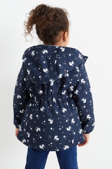 Children - Unicorn - softshell jacket with hood - waterproof - dark blue