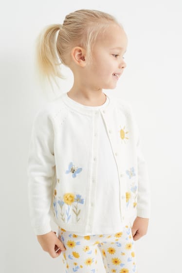 Copii - Floare - cardigan tricotat - alb