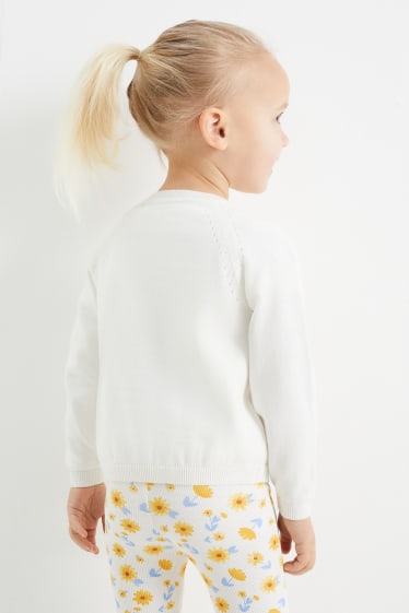 Copii - Floare - cardigan tricotat - alb
