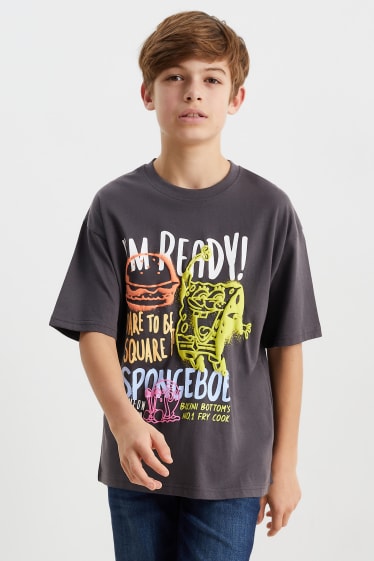 Dzieci - SpongeBob Kanciastoporty - koszulka z krótkim rękawem - ciemnoszary