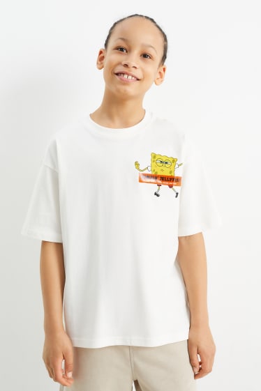 Kinder - SpongeBob Schwammkopf - Kurzarmshirt - cremeweiss