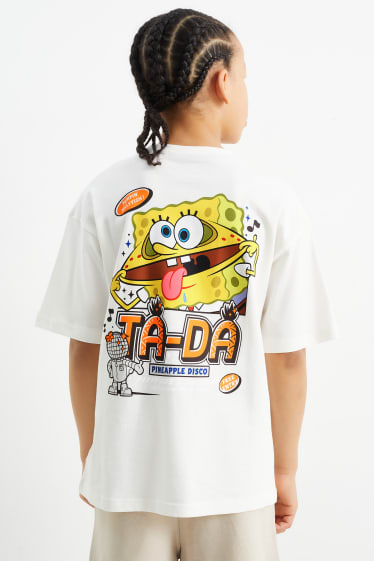 Kinder - SpongeBob Schwammkopf - Kurzarmshirt - cremeweiss