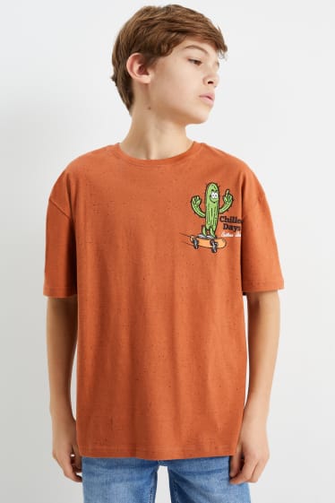 Copii - Cactus - tricou cu mânecă scurtă - maro