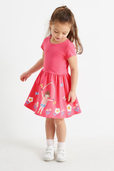 Kinder - Multipack 3er - Schmetterling und Blume - Kleid - pink