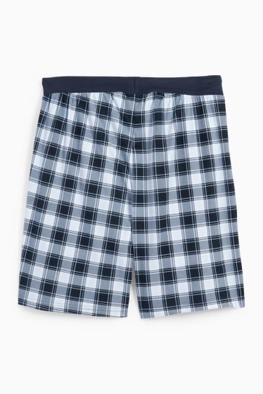 Men - Pyjama shorts - check - dark blue