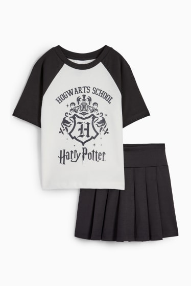 Copii - Harry Potter - set - tricou cu mânecă scurtă și fustă - 2 piese - negru / alb