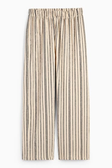 Children - Jersey trousers - striped - light beige