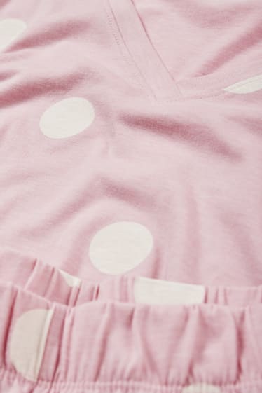 Femmes - Pyjama - 2 pièces - à pois - rose