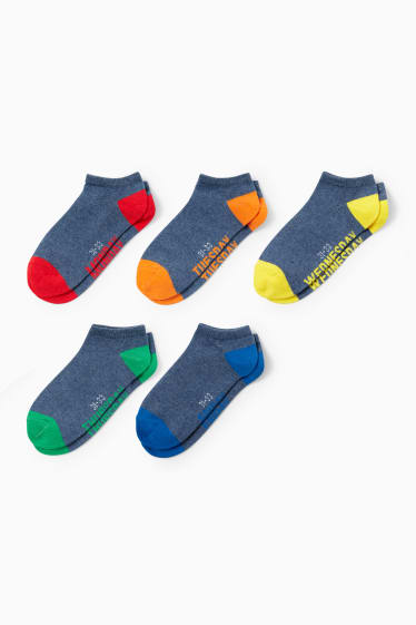 Bambini - Confezione da 5 - giorni della settimana - calzini corti con motivo - blu scuro