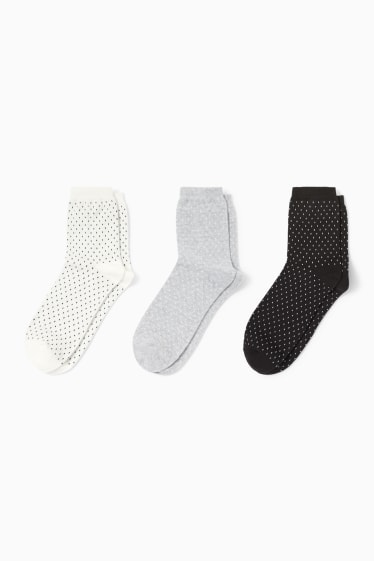 Dames - Set van 3 paar - sokken - met stippen - crème wit