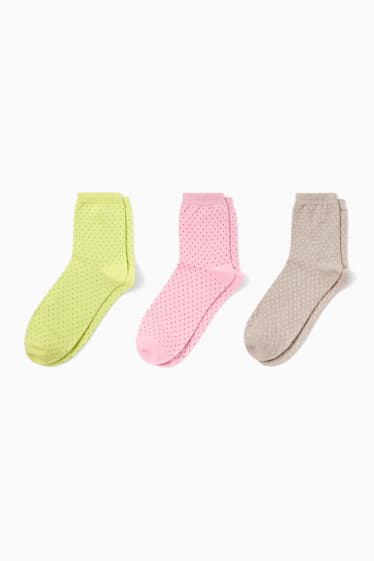 Damen - Multipack 3er - Socken - gepunktet - beige