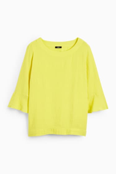 Mujer - Blusa de muselina - amarillo